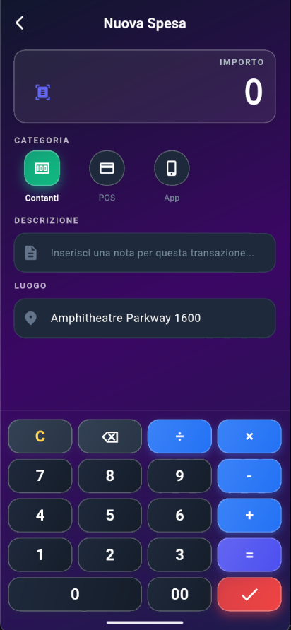 Screenshot Inserimento dati facile